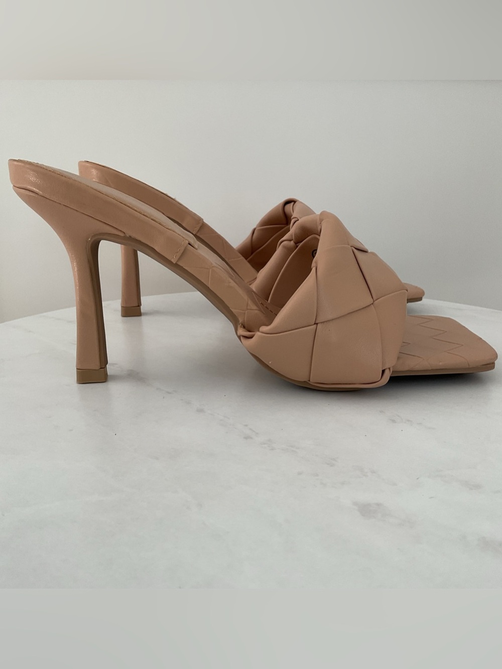 Braided Strap Square Toe Sandal Tan